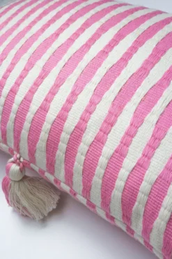 Archive New York Antigua Lumbar Pillow - Bubblegum Pink Striped Home Goods