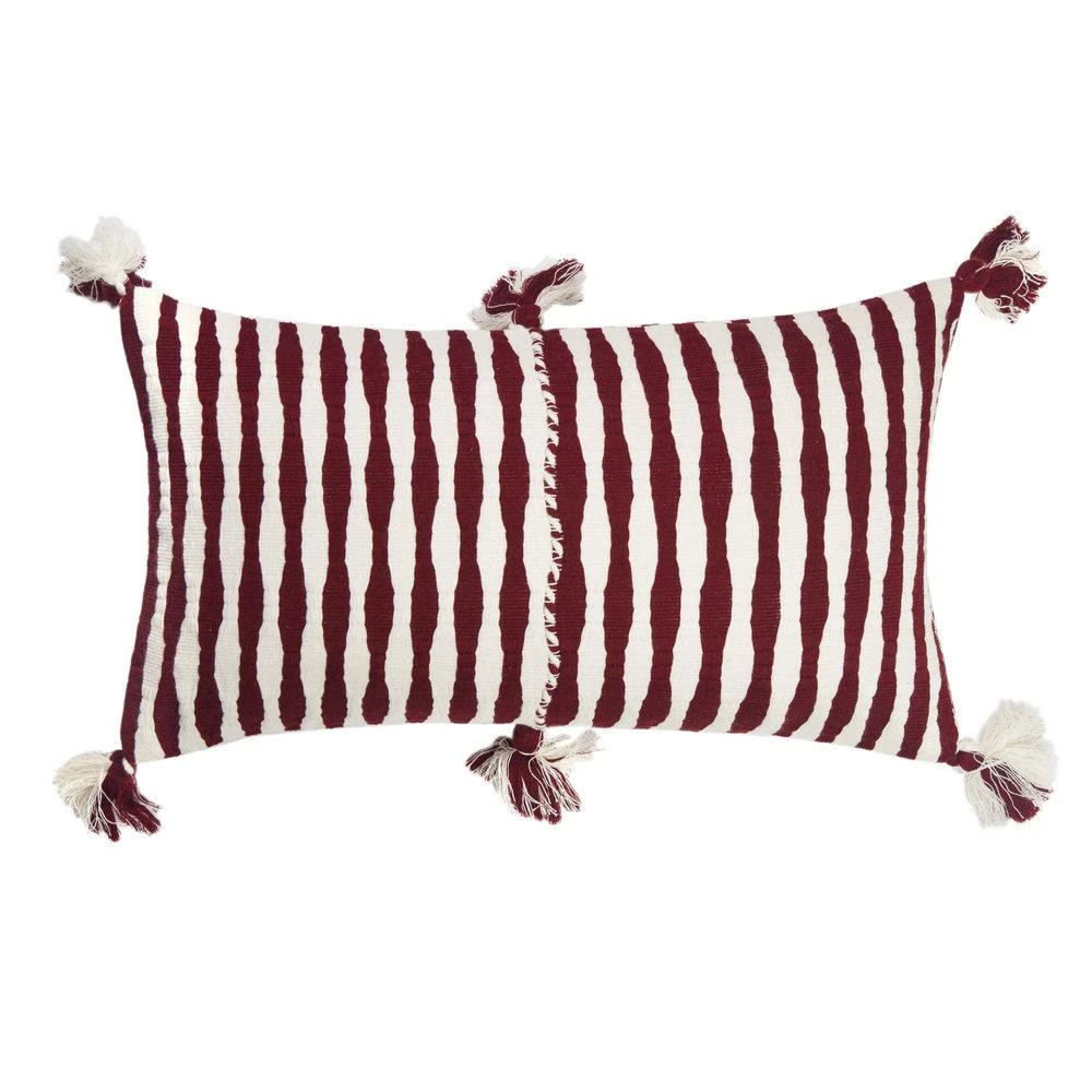 Archive New York Antigua Lumbar Pillow - Burgundy Striped 3 Archive New York Antigua Lumbar Pillow - Burgundy Striped