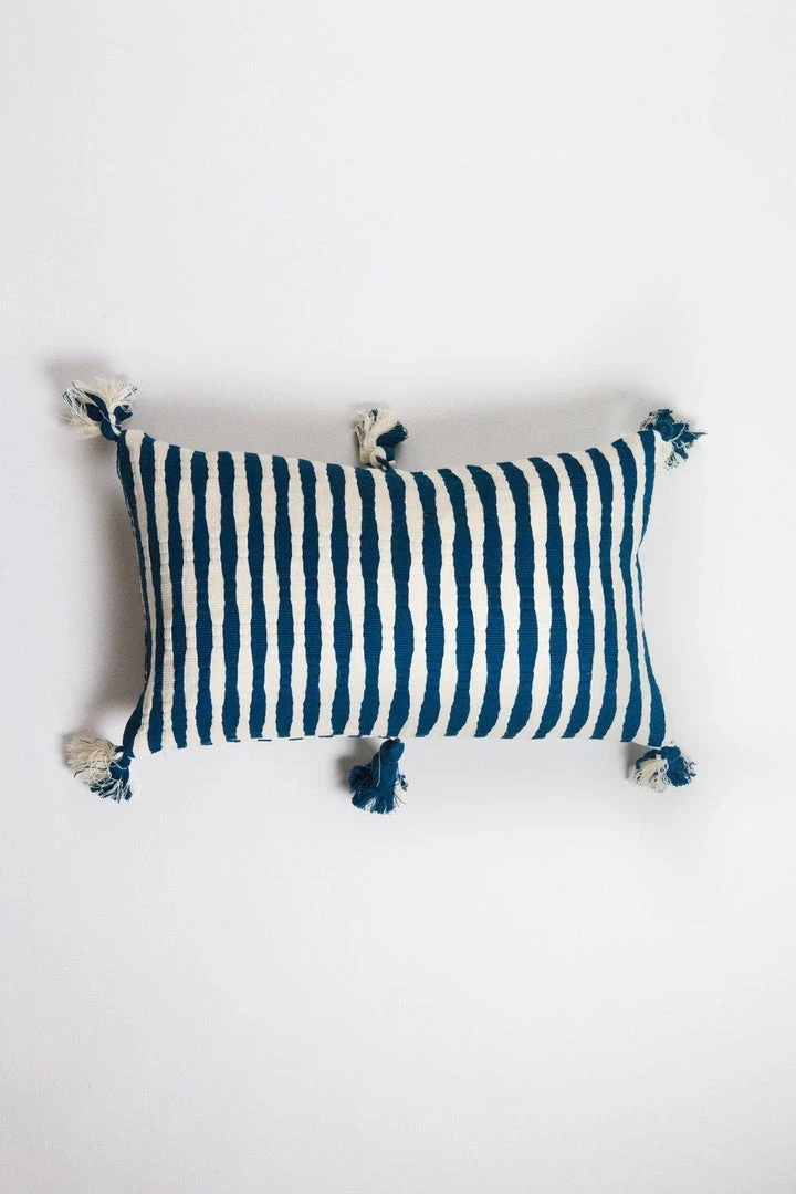 Archive New York Antigua Lumbar Pillow - Dark Teal Striped 6 Archive New York Antigua Lumbar Pillow - Dark Teal Striped