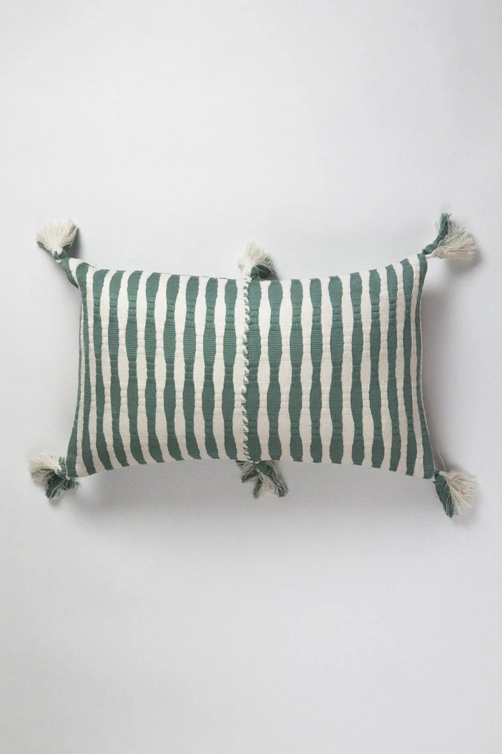 Archive New York Home Goods Antigua Lumbar Pillow - Dusty Green Striped 3 Archive New York Home Goods Antigua Lumbar Pillow - Dusty Green Striped