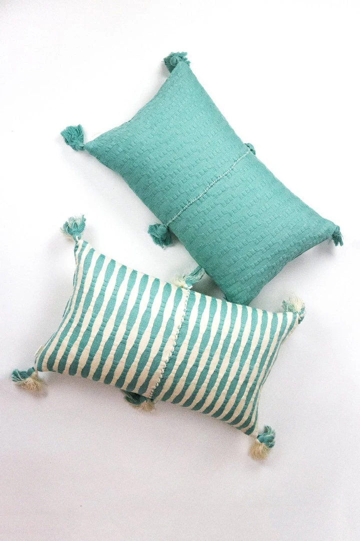Archive New York Antigua Lumbar Pillow - Faded Aqua Striped 4 Archive New York Antigua Lumbar Pillow - Faded Aqua Striped