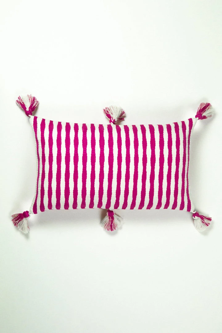 Archive New York Home Goods Antigua Lumbar Pillow - Fuchsia Pink Stripe 7 Archive New York Home Goods Antigua Lumbar Pillow - Fuchsia Pink Stripe