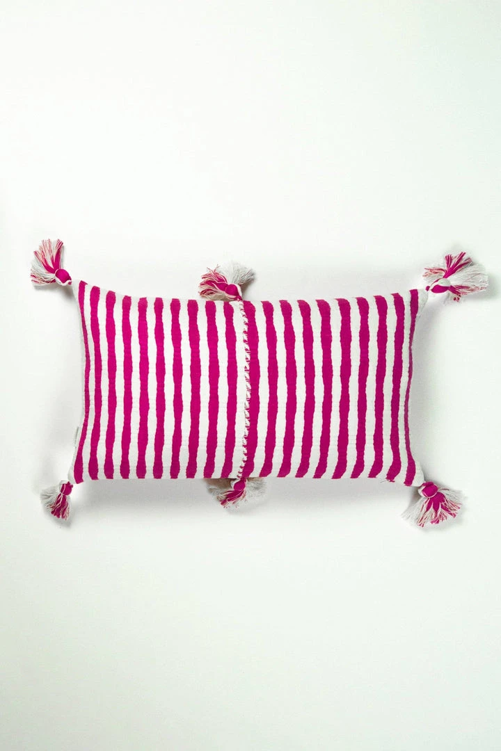 Archive New York Home Goods Antigua Lumbar Pillow - Fuchsia Pink Stripe 3 Archive New York Home Goods Antigua Lumbar Pillow - Fuchsia Pink Stripe