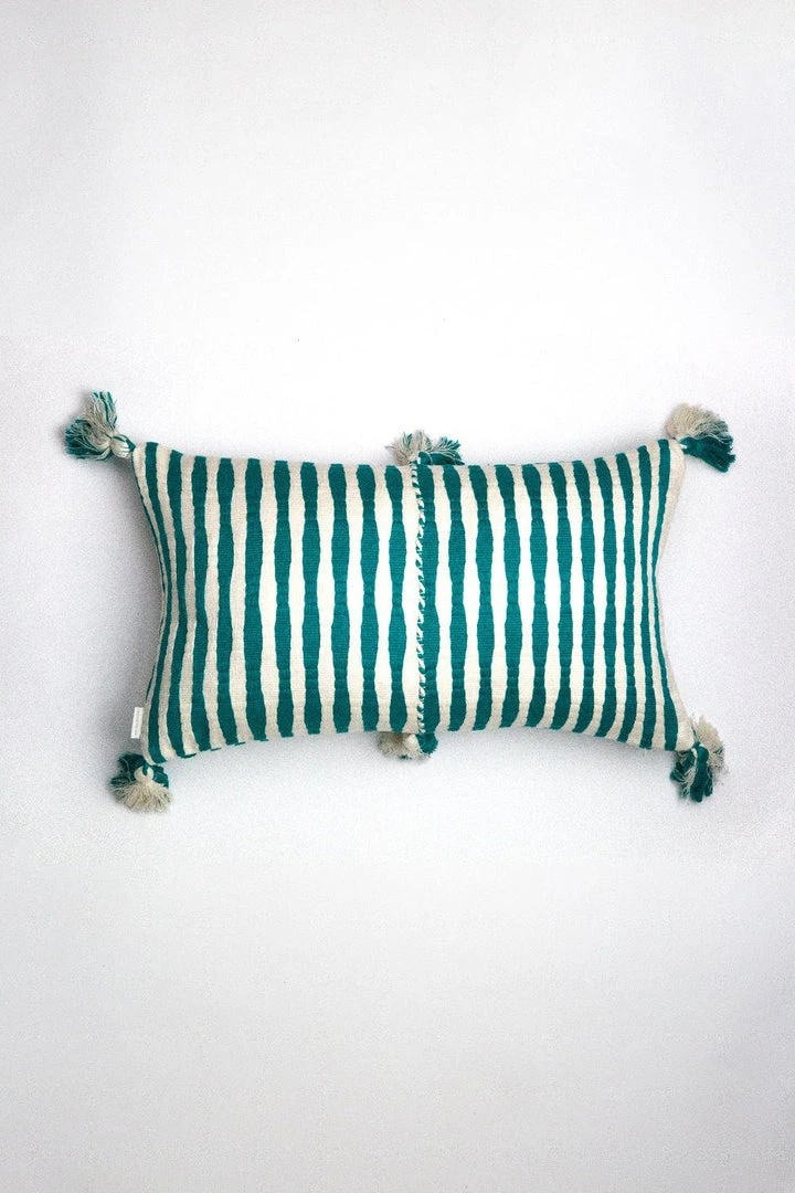 Archive New York Antigua Lumbar Pillow - Jade Striped 3 Archive New York Antigua Lumbar Pillow - Jade Striped