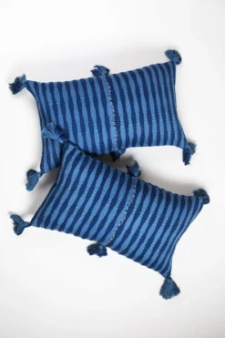Archive New York Home Goods Antigua Lumbar Pillow - Natural Indigo Striped