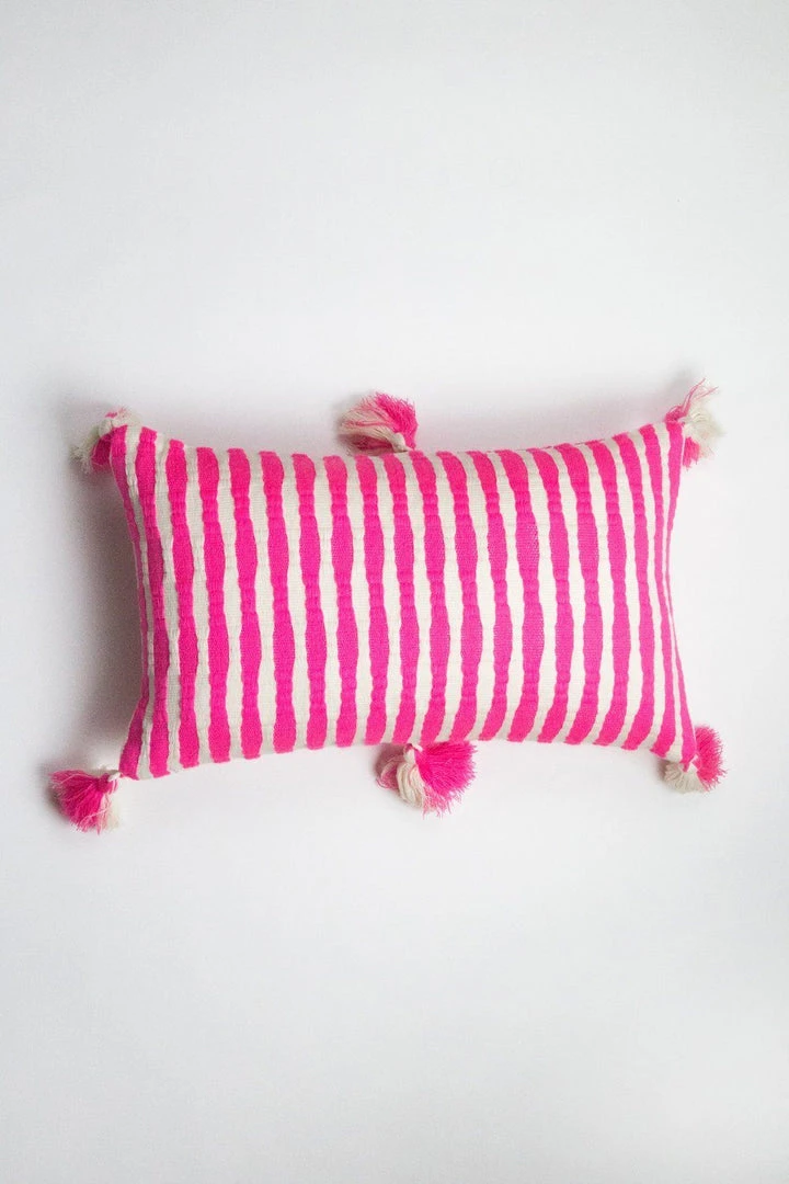 Archive New York Antigua Lumbar Pillow - Neon Pink Striped 5 Archive New York Antigua Lumbar Pillow - Neon Pink Striped
