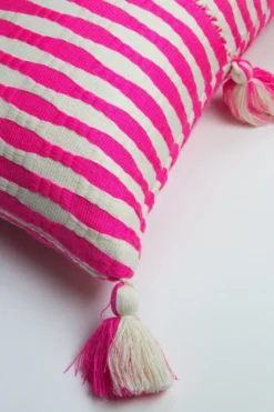 Archive New York Antigua Lumbar Pillow - Neon Pink Striped