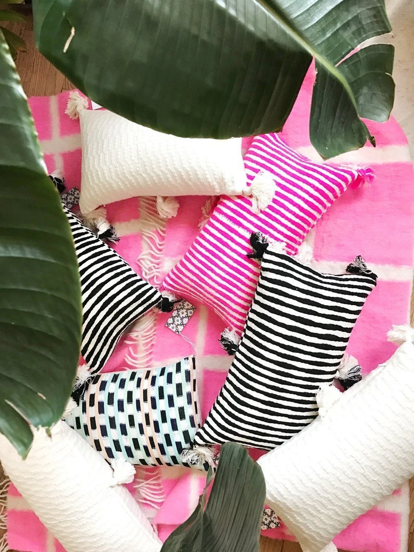 Archive New York Antigua Lumbar Pillow - Neon Pink Striped 7 Archive New York Antigua Lumbar Pillow - Neon Pink Striped