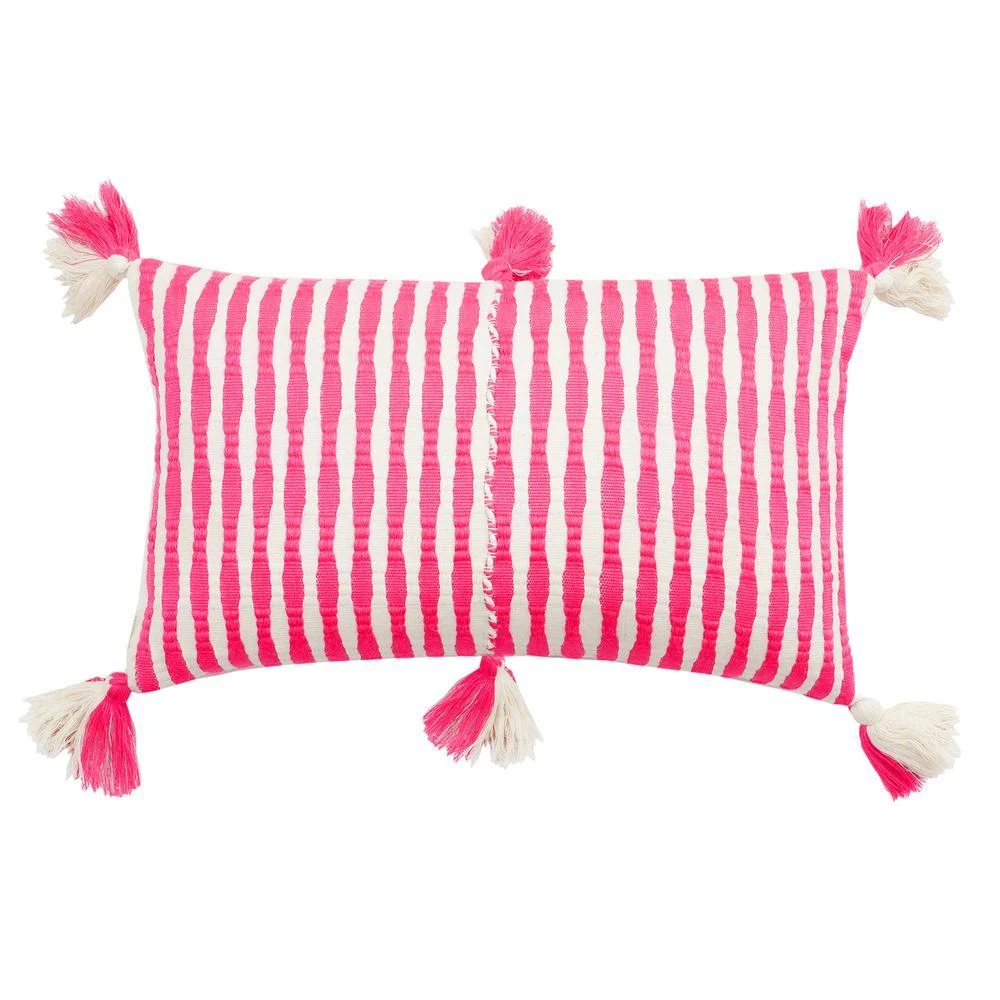 Archive New York Antigua Lumbar Pillow - Neon Pink Striped 3 Archive New York Antigua Lumbar Pillow - Neon Pink Striped