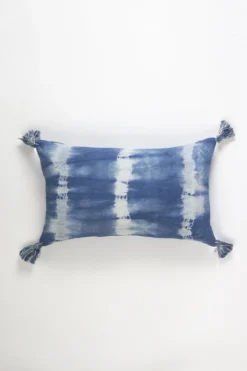 Archive New York Indigo Striped Shibori Lumbar Pillow Cover