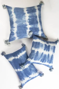 Archive New York Indigo Striped Shibori Lumbar Pillow Cover