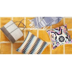 Archive New York Home Goods Momos Grid Blanket / Rug - Natural White + Gold