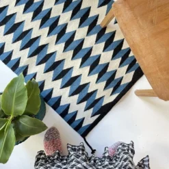 Archive New York Home Goods Teo Wool Rug - Blue + Black