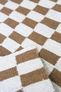 Archive New York Home Goods Zapotec Checkered Wool Rug - Umber + Ivory