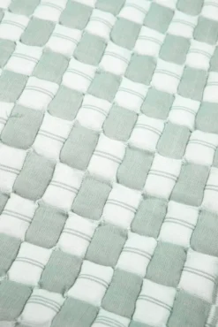 Archive New York Home Goods Quilted Suzani Throw Blanket - Light Sage Gray + White