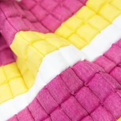 Archive New York Quilted Suzani Throw Blanket - Yellow + Pink Stripe