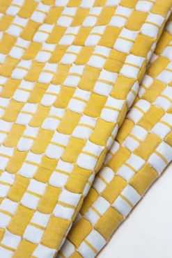 Archive New York Home Goods Quilted Suzani Throw Blanket - Yellow + White