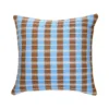 Archive New York Handcrafted Santiago Grid Throw Pillow - Blue + Umber