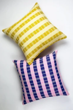 Archive New York Santiago Grid Throw Pillow - Butter Yellow