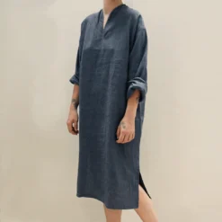 Area Home Long Linen Tunic - Charcoal
