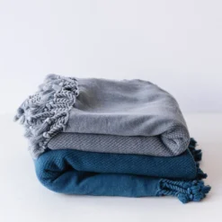 Amante Marketplace Arete Turkish Towel / Throw Blanket - Heather Gray