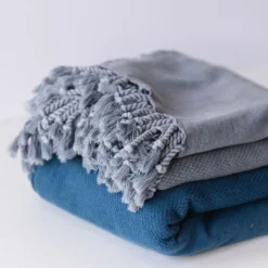 Amante Marketplace Arete Turkish Towel / Throw Blanket - Heather Gray