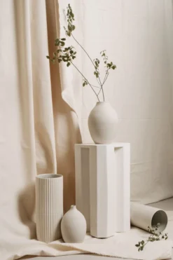 August Sage Home Goods Emilia Fluted Vase - Crema