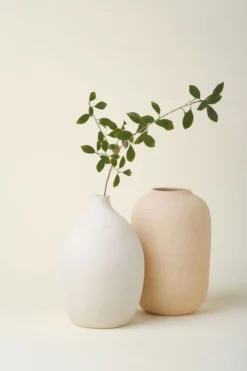 August Sage Home Goods Emilia Fluted Vase - Crema