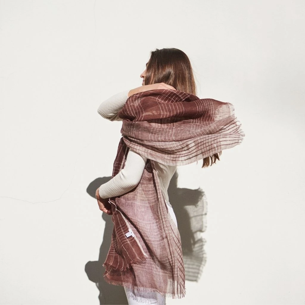 Studio Variously Accessories Auro Linen Scarf - Cinnabar 4 Studio Variously Accessories Auro Linen Scarf - Cinnabar