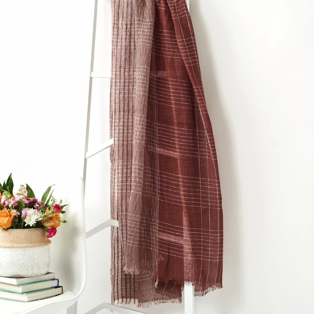 Studio Variously Accessories Auro Linen Scarf - Cinnabar 6 Studio Variously Accessories Auro Linen Scarf - Cinnabar
