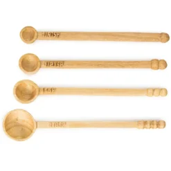 Azizi Life Best Sellers Lela Long Handle Wooden Measuring Spoon Set