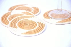 Azizi Life Woven Coaster Set - Tea + Natural White 5 Azizi Life Woven Coaster Set - Tea + Natural White