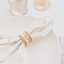 Azizi Life Woven Napkin Ring Set - Zig Zag Kitchen + Dining
