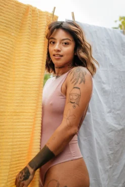 Mary Young Backless Bamboo Thong Bodysuit Underwear + Bras