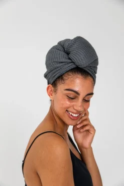 Ettitude Bamboo Waffle Hair Towel - Slate