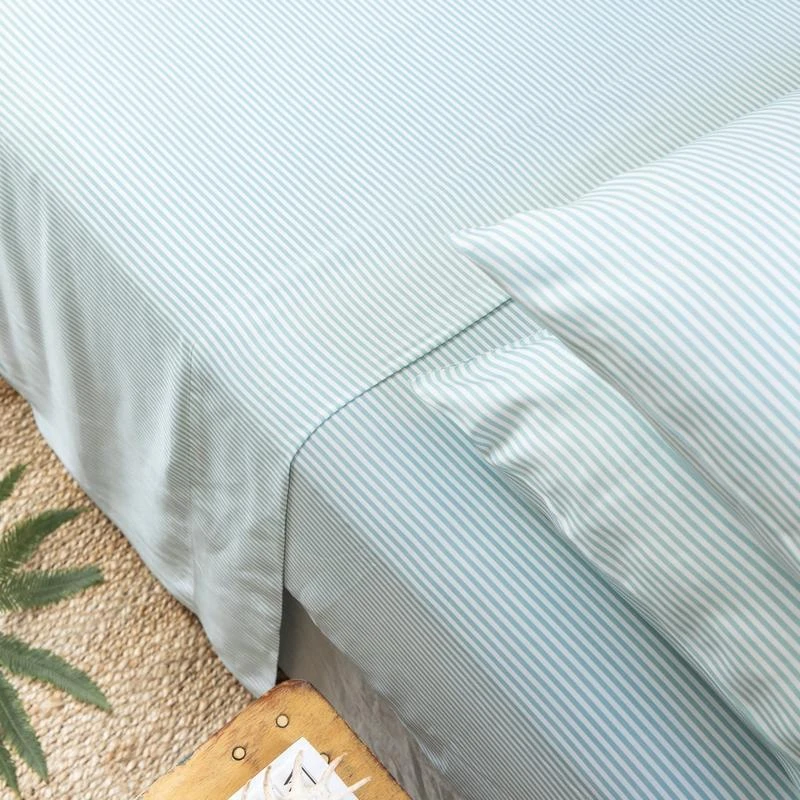 Ettitude Sustainable Materials Bamboo Sateen Sheet Set - Starlight Blue Stripes 5 Ettitude Sustainable Materials Bamboo Sateen Sheet Set - Starlight Blue Stripes