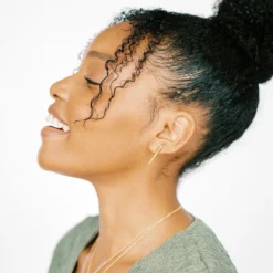 Sara Patino Jewelry Handcrafted Be Present Recycled Gold Earrings