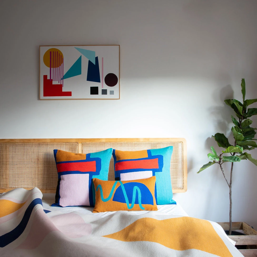 Leah Singh Home Goods Blah Blah Square Wool Throw Pillow Cover 4 Leah Singh Home Goods Blah Blah Square Wool Throw Pillow Cover