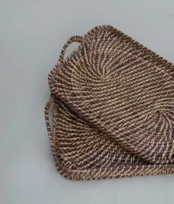 Amara Brown + Natural Rattan Rectangle Tray New Arrivals