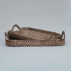 Amara Brown + Natural Rattan Rectangle Tray New Arrivals