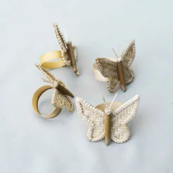 Amara Butterfly Bamboo Napkin Ring Set