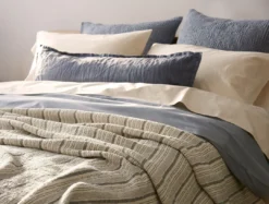 Coyuchi Cascade Matelasse Blanket - Shadow Stripe Home Goods