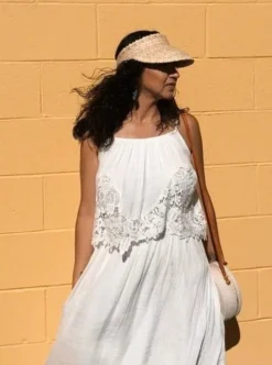 Ceremonia Accessories Palm Leaf Sun Visor - Cream