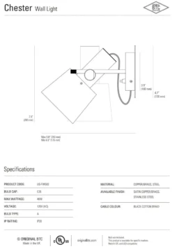 Ameico Chester Wall Light - Satin Copper