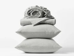 Coyuchi Home Goods Cloud Brushed Flannel Sheet Set - Pale Gray Heather