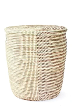 Swahili African Modern Home Goods Flat Lid Storage Basket - Cocoa + Cream