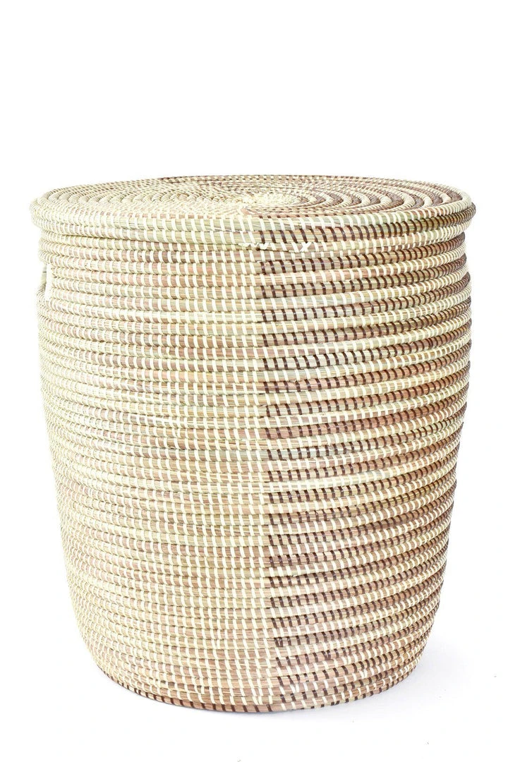 Swahili African Modern Home Goods Flat Lid Storage Basket - Cocoa + Cream 3 Swahili African Modern Home Goods Flat Lid Storage Basket - Cocoa + Cream