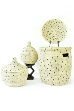Swahili African Modern Home Goods Cookies And Cream Flat Lid Storage Basket 7 Swahili African Modern Home Goods Cookies And Cream Flat Lid Storage Basket