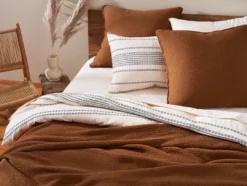 Coyuchi Home Goods Cascade Matelasse Blanket - Rust