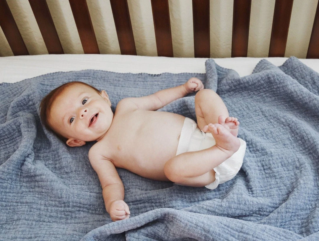 Coyuchi Home Goods Cozy Cotton Baby Blanket - Moonlight Blue 5 Coyuchi Home Goods Cozy Cotton Baby Blanket - Moonlight Blue